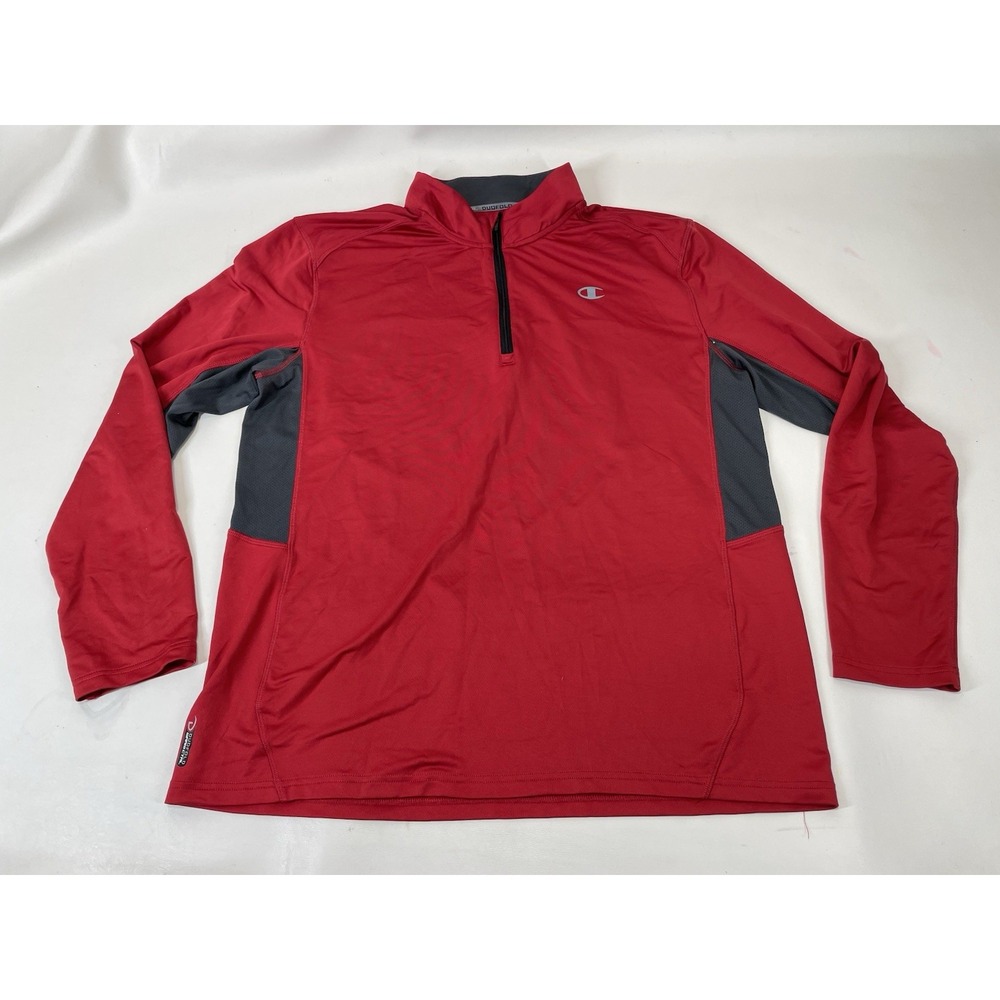 Champion Performance Duofold Warm Control 1/4 Zip Pullover Mens Size L Red